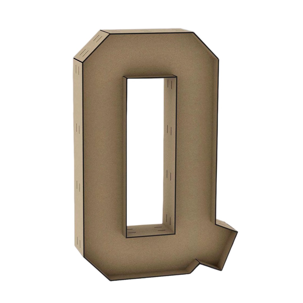 Letra Caixa Q 30cm MDF Decoração Festa Nome Palavra Número