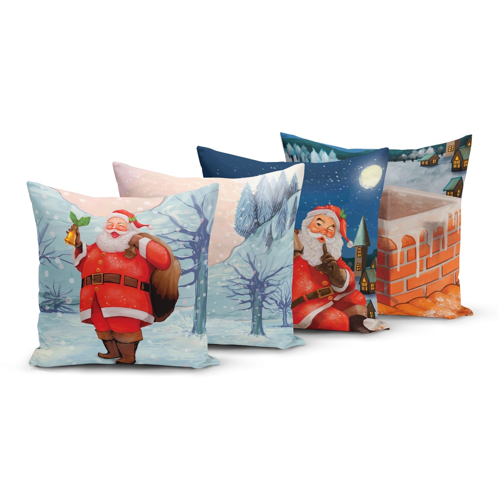 Kit 4 Capas de Almofadas de Natal 45x45cm Decorativas para Sofá Yuzo