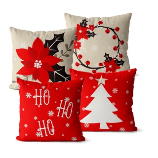 Kit 4 Capas De Almofadas Para O Natal 45x45 - Diversas Estampas de Natal