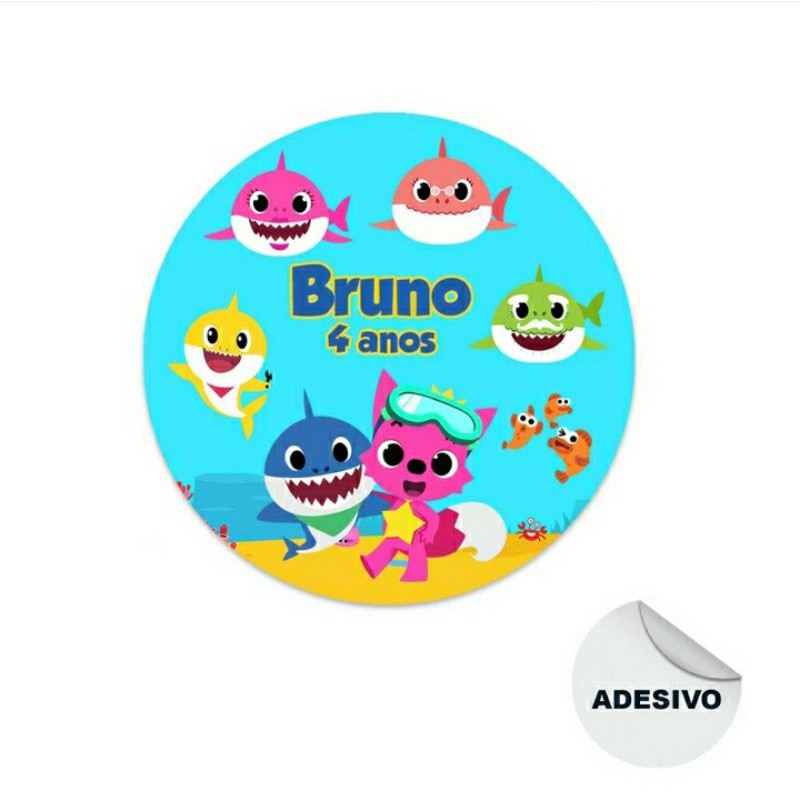 10 Adesivos Para Latinha Tema Baby Shark Apos A Compra Nos Envie Nome E Idade Shopee Brasil