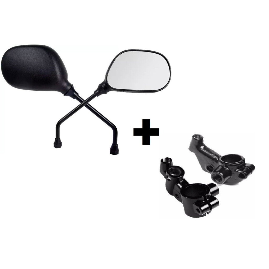 Par Retrovisor Espelho Yamaha + Manicoto Freio a Tambor - Ybr 125/Neo 115/Fazer 250/Lander 250/Xtz 125/Teneré