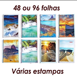 Caderno Espiral 48 e 96 Folhas Pequeno Capa Flexível
