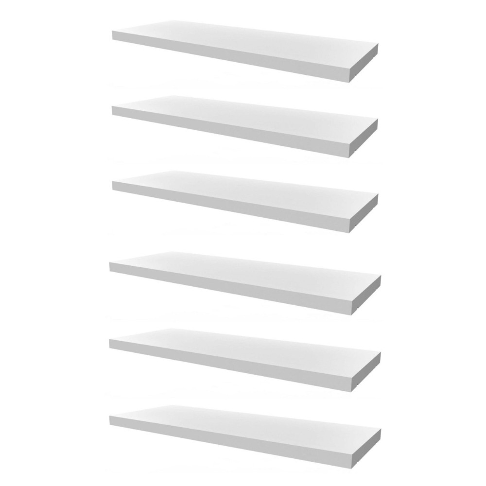 Kit 6 Prateleiras 60x25 MDF Branco com Suporte Flutuante Invisível