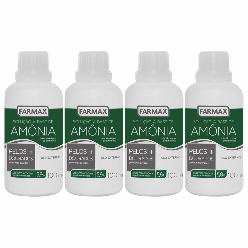 Kit 4 Solução A Base De Amônia Farmax 100ml