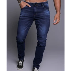 Calça Jeans Masculina Slim Original Elastano Lycra Tamanho GG