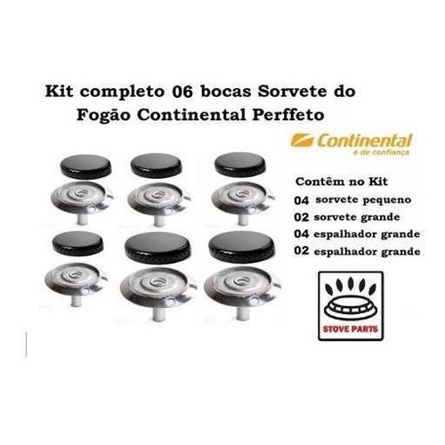 Kit Completo 6 Bocas Sorvete Peça Fogão Continental Perffeto