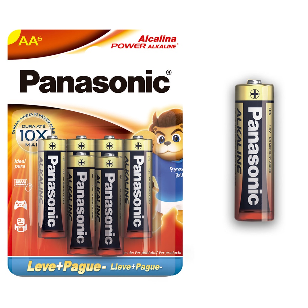 Pilha Alcalina AA Panasonic Bateria 2A Pequena 6 unidades