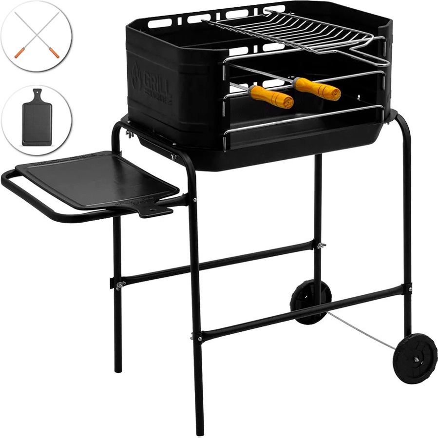 Carrinho De Churrasco Móvel Mini Churrasqueira Portátil E Prática Espetinho Com Rodinha Para Apartamento / Praia / Camping