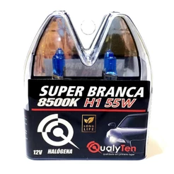PAR LÂMPADA SUPER BRANCA H1 12V X 55W - 12 VOLTS / 55 WATS - QUALYTEN 8500K EFEITO XENÔN