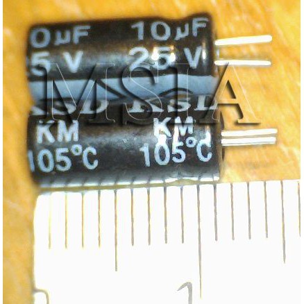 10 Peças CAPACITOR ELETROLÍTICO 10X25 10uFX25V 105º 5X11mm PRÉ-CORTADOS KSD - Tenho vários outros componentes eletrônicos, consulte.  MSIA COMPONENTES