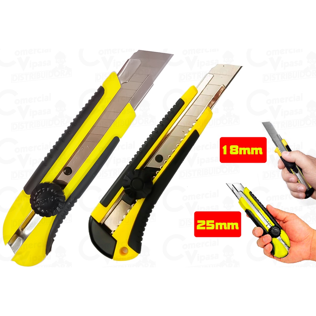 Estilete Profissional Com Cabo  Emborrachado 18mm E 25mm Com Trava Profissional - Stationery