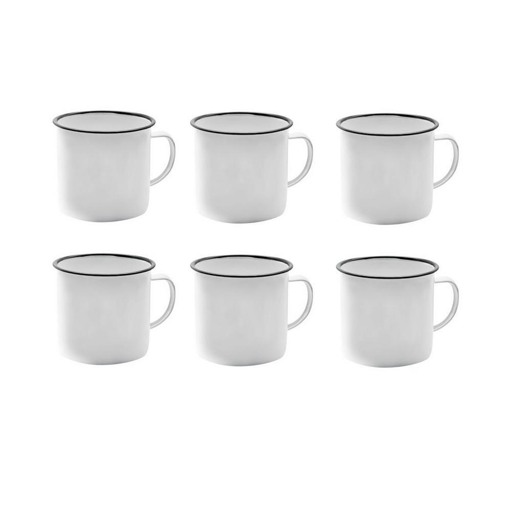 Jogo C/ 24 Mini Canecas Esmaltadas 8cm Branca 350ml - Yazi