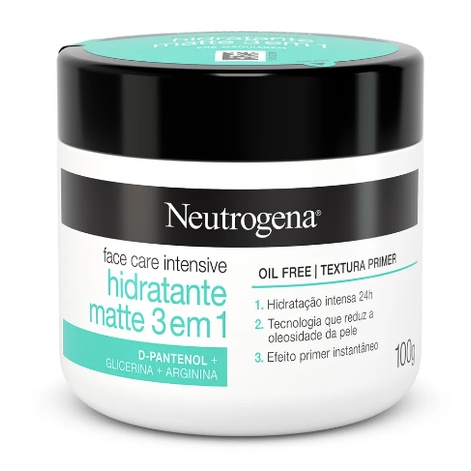 Hidratante Facial Neutrogena Face Care Intensive Hidratante Matte 3 em 1 100g