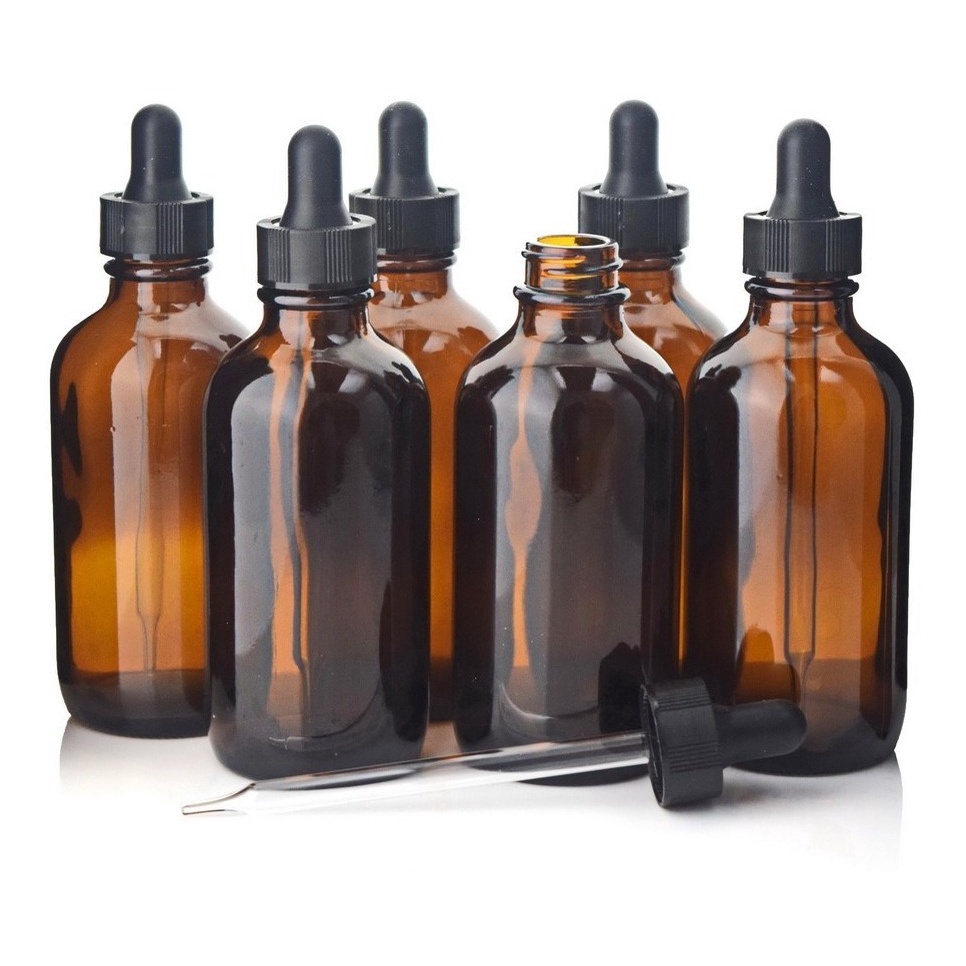 Frasco De Vidro Âmbar Com Conta Gotas Canula E Bulbo 120ml Kit 10 Unidades