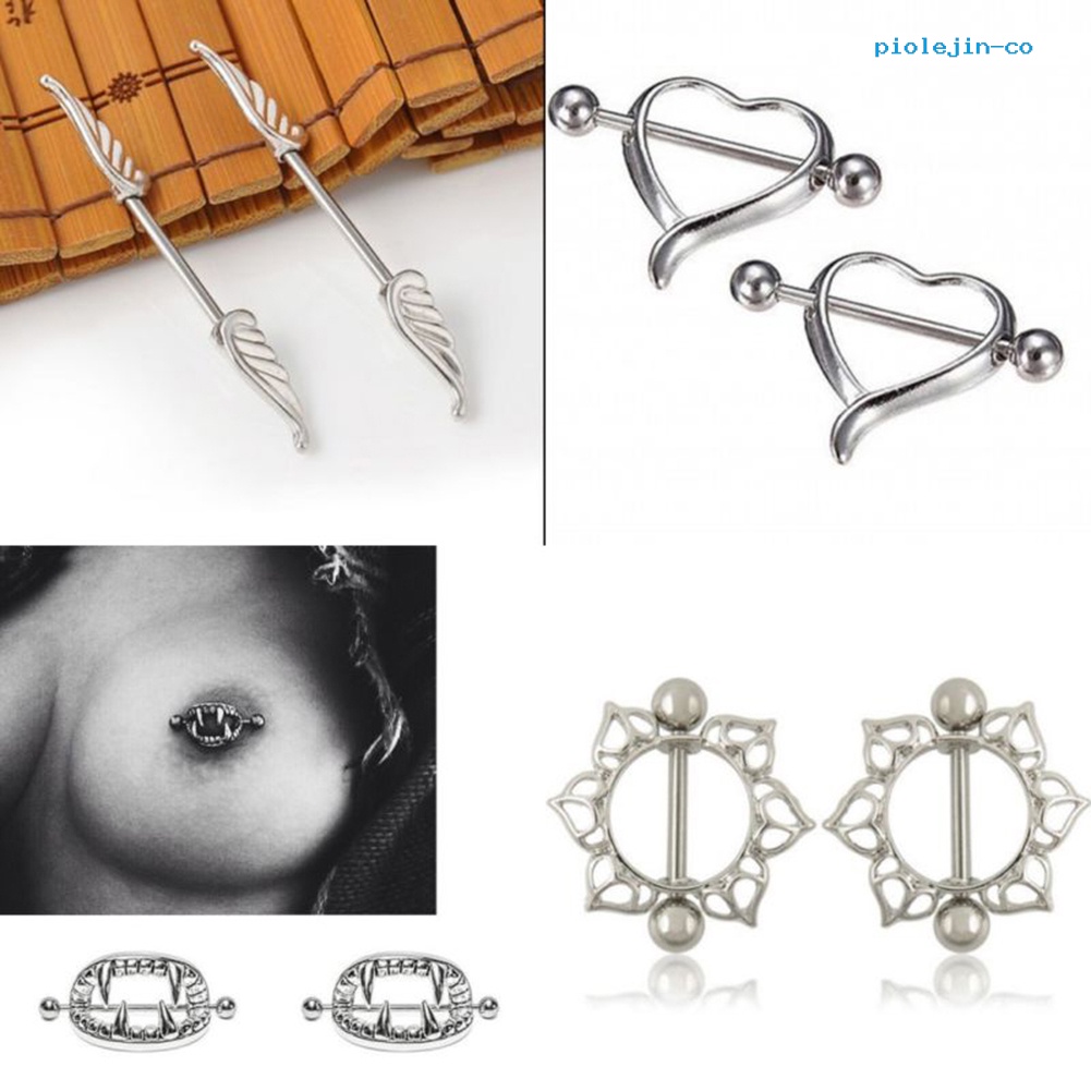 [po] Incrível Aço Cirúrgico Flor Coração Protetor De Mamilo Anel De Barra Joia Piercing Corporal