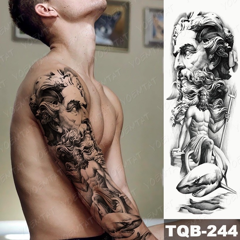 Grande Manga Braço Tatuagem Estátua Anjo Tatto Guerreiro À Prova D'água Temporária Adesivo Rose Samurai Body Art Completa Falso Tatoo Mulheres Homens Vender Bem