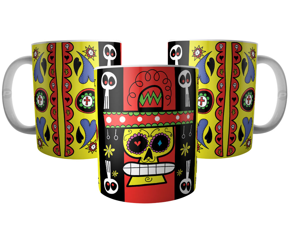 Caneca Caveira Mexicana de Chapéu
