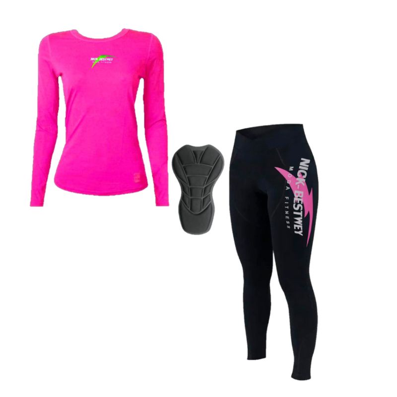 Conjunto Ciclismo Feminino Roupa De Ciclista Camisa E Calça Com Forro D90 Premium