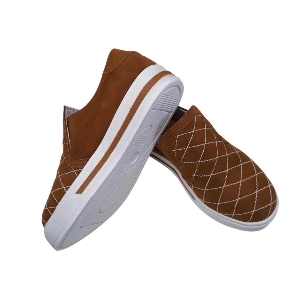 Tênis Feminino Slip On  Iate Sapatênis Caramelo Flatform Sola Alta Calce Fácil