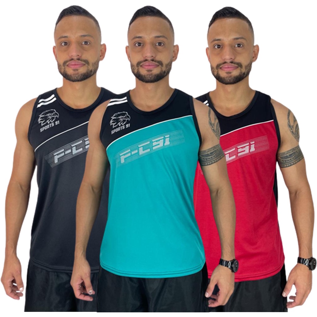 Kit 2 Camiseta Regata Masculina  Dry-Fit Cross Fit Academia Corrida Esporte Ciclismo Bike Esporte Fitness Revenda!!! em Oferta na Shopee