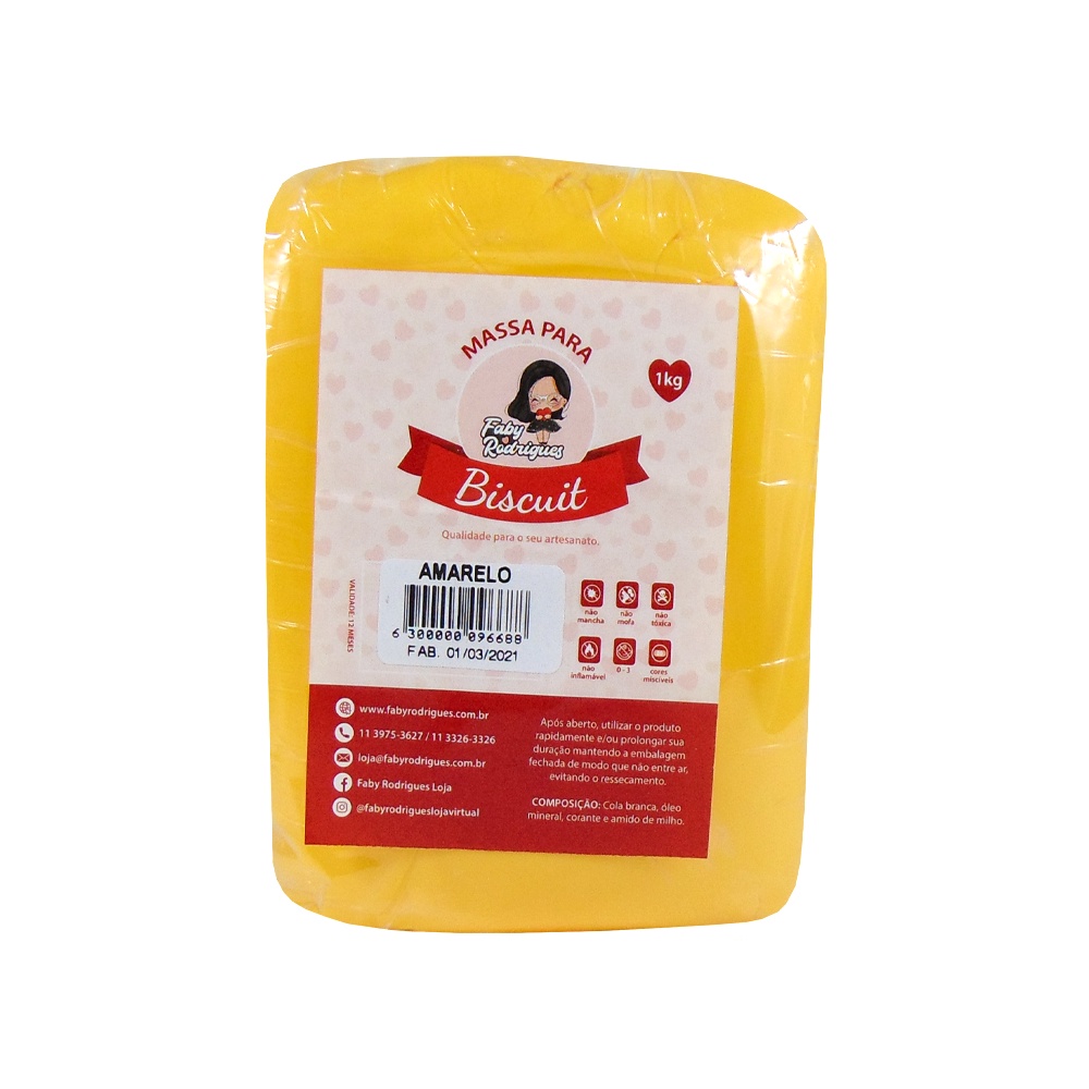Massa de Biscuit Amarela de 1 kg - Faby Rodrigues