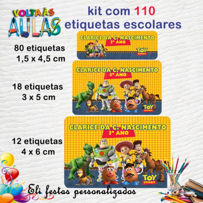 Etiqueta Escolar Toy Story Shopee Brasil 8853