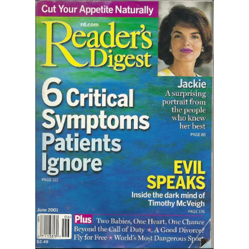 REVISTA READERS, DE JUNHO/2001, COM JACKIE ONASSIS NA CAPA.