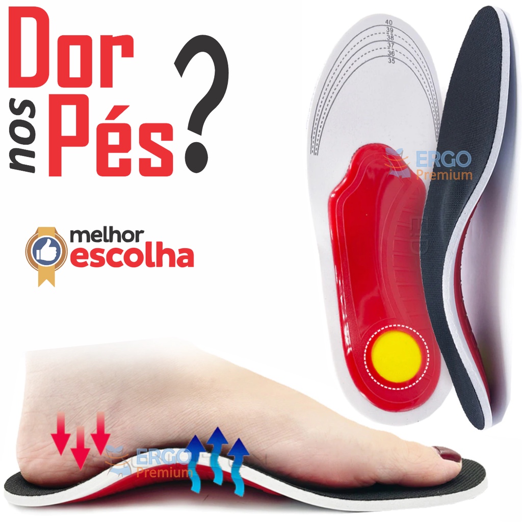 Palmilha Ortopédica com Suporte do Arco Plantar Para tratamento Completo e Correção da Pisada Pronada Fascite Plantar e Joelho Valgo