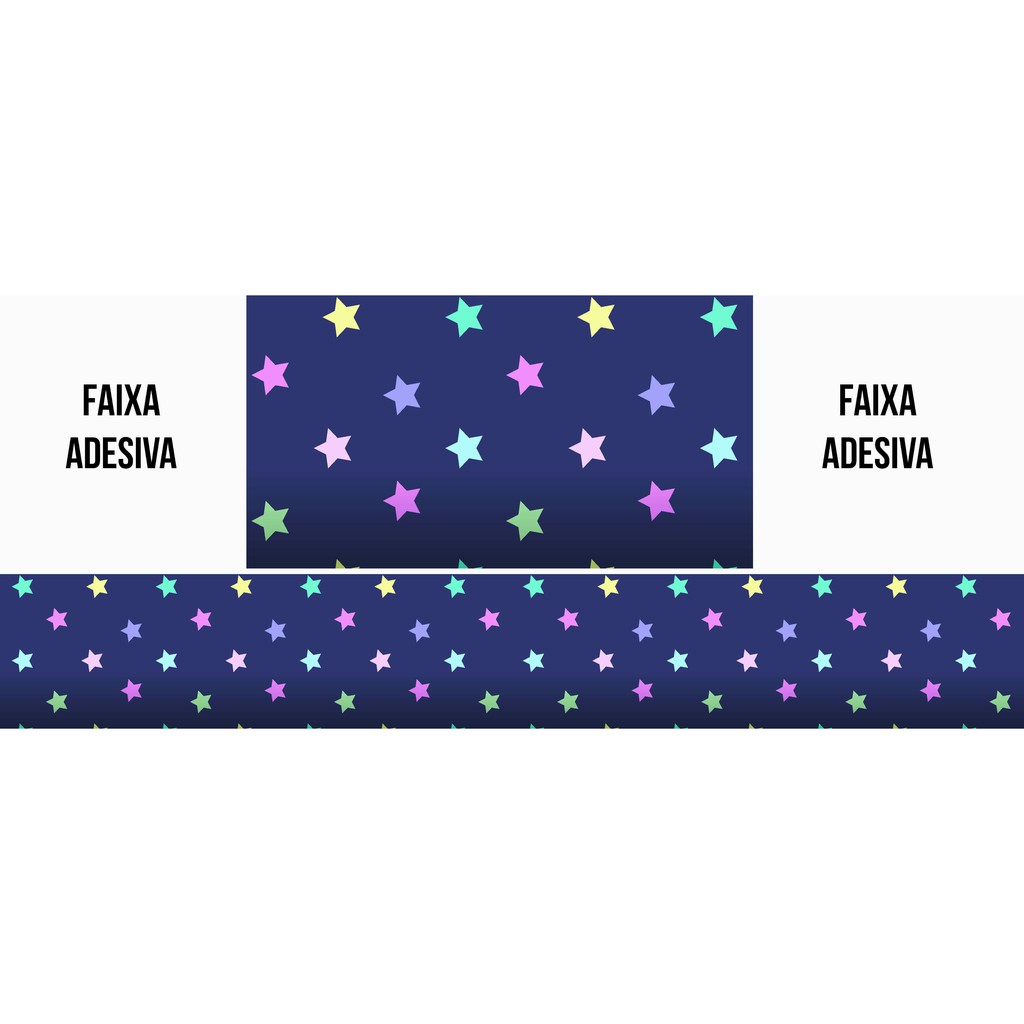 Faixa Adesiva Decorativa de Parede Adesivo para Parede Menino Menina Teen Estrelas Coloridas Azul Decoração Quarto