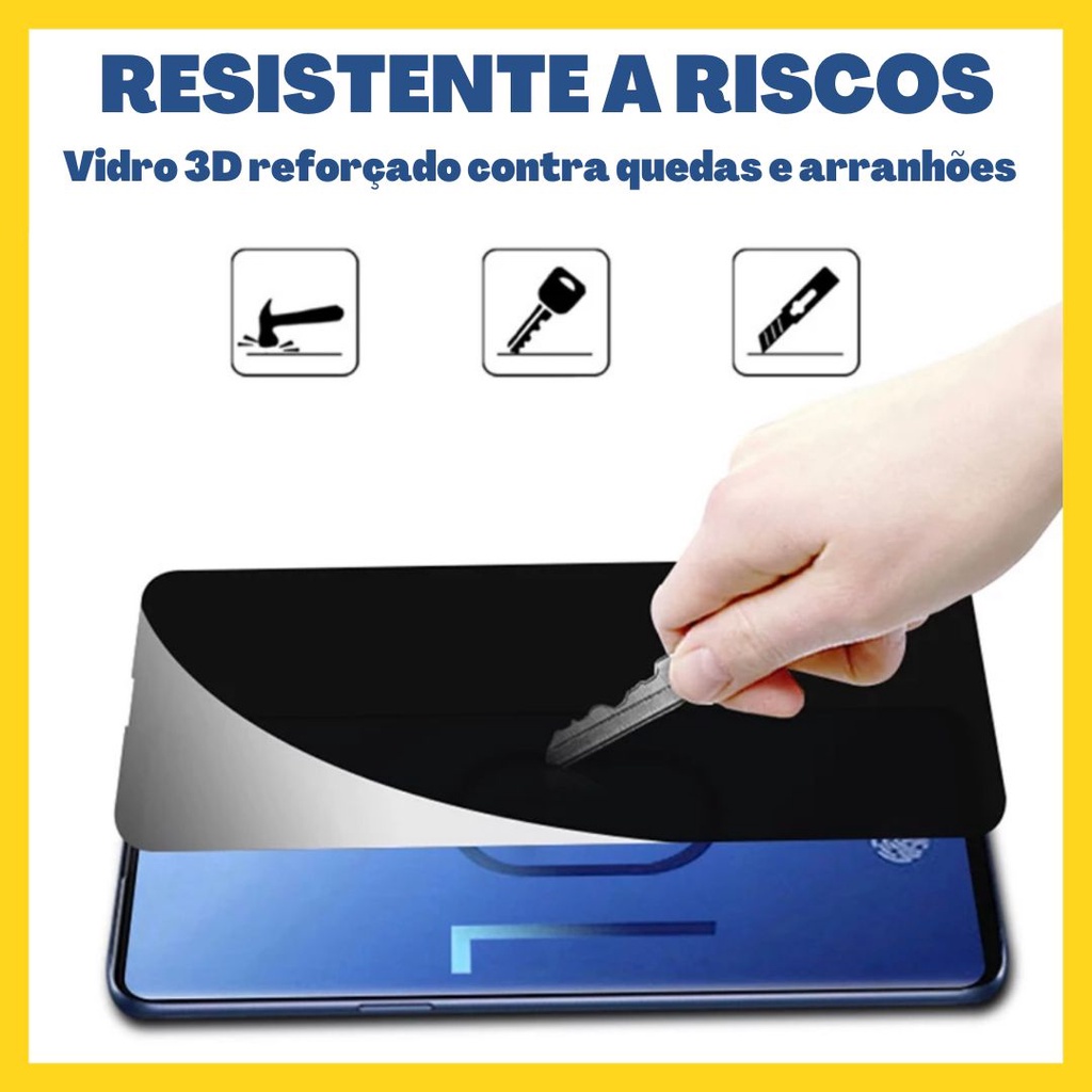 Película 3D Privativa Samsung Privacidade Vidro S10 Lite S20 S21 S23 S24 S25 FE S21 Plus S22 Plus - detalhe