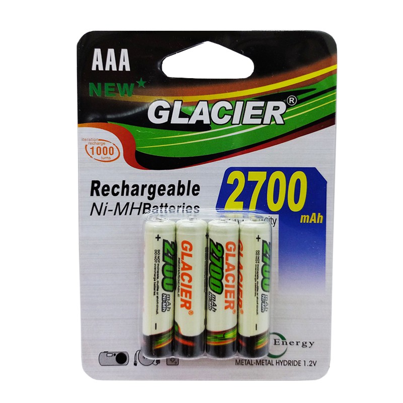 4 Pçs/Blister Pilhas AAA Glacier Recarregável de 2700mAh 4 Pilhas AAA em Oferta na Shopee