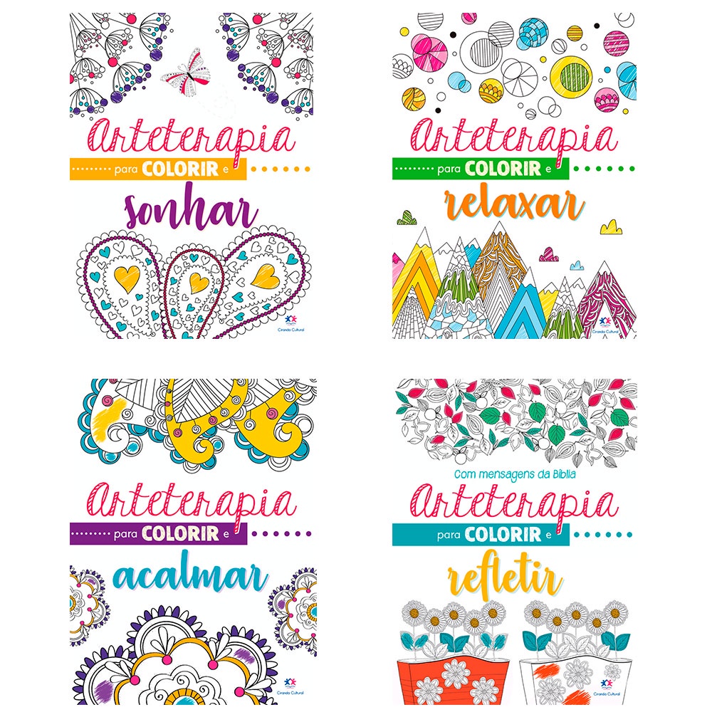 Kit com 4 Livros Para Colorir - Coleção Arteterapia em Oferta na Shopee