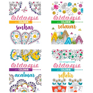 Kit com 4 Livros Para Colorir - Coleção Arteterapia em Oferta na Shopee
