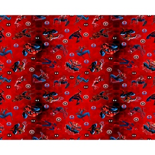 Tecido tricoline, microfibra ou gabardine - Homem Aranha - Fundo Vermelho - 0.50CM