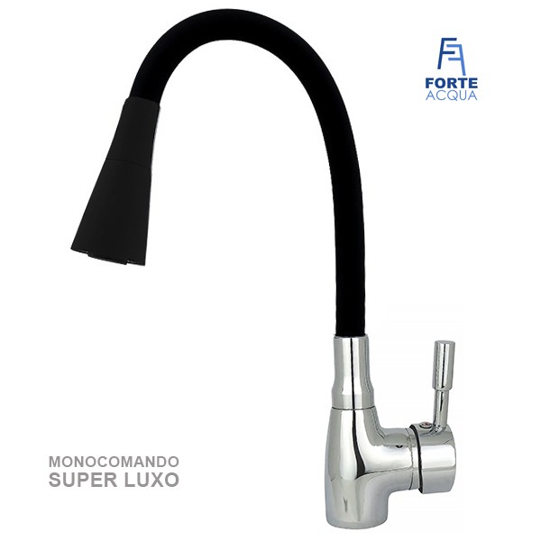 Torneira Cozinha Super Luxo Gourmet Flexível Monocomando e Misturador Duplo Jato Modelo Cone