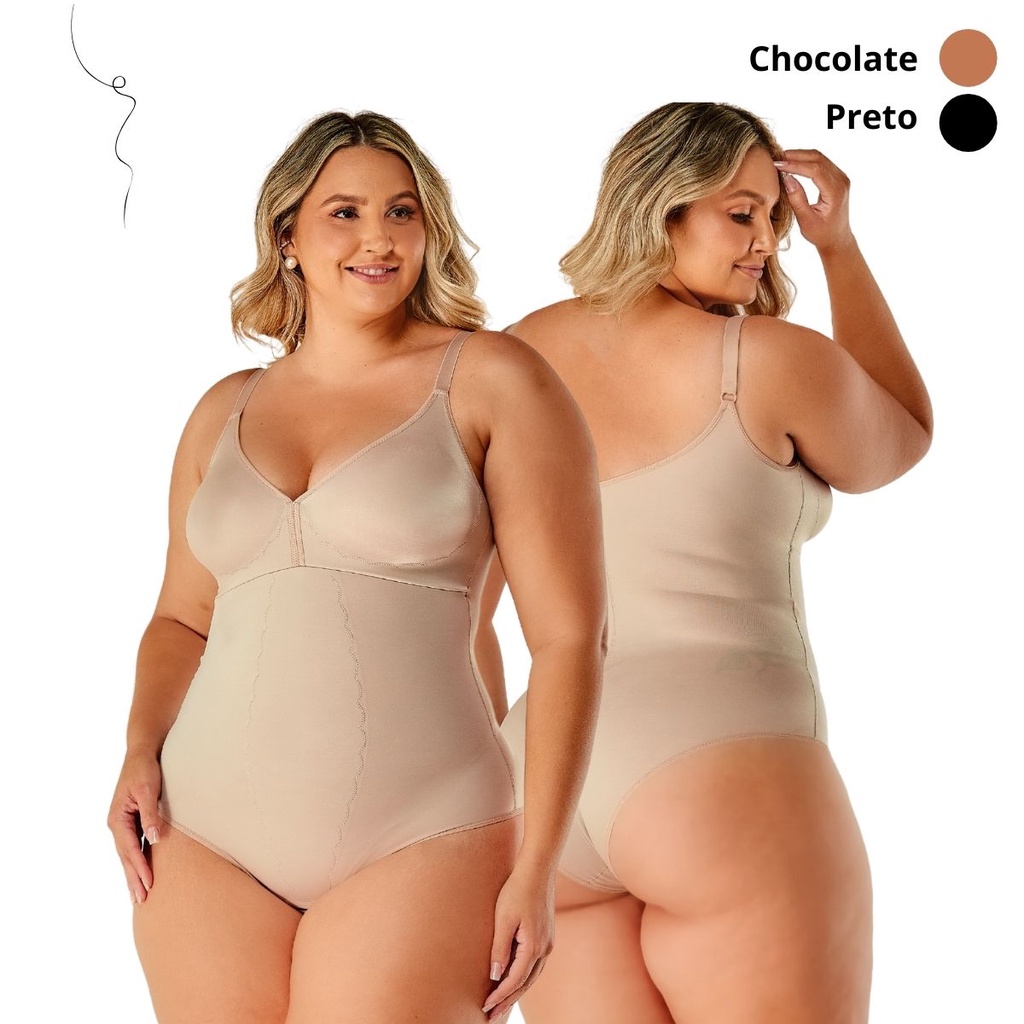 Cinta Body Modeladora Media Compressão Plus Size Bojo Mole Cetinete Basico Abertura Intima Fecho Vi Lingerie 351613
