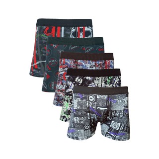 Kit 5 Cuecas Box Infantil Estampada e Lisa