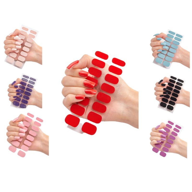 Adesivo de Unha Esmalte Liso Autocolante Esmaltips Várias Cores Preto Rosa Vermelho Nude