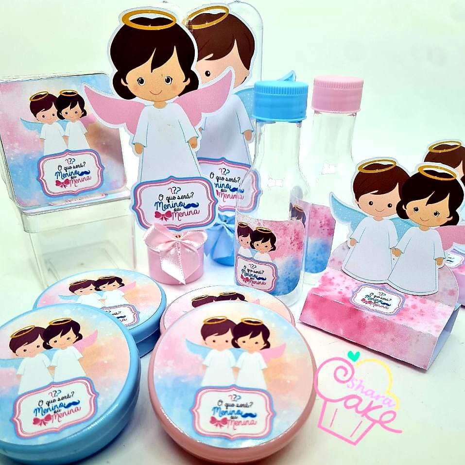 Kit Festa Chá Revelação Anjinho - 50 Peças