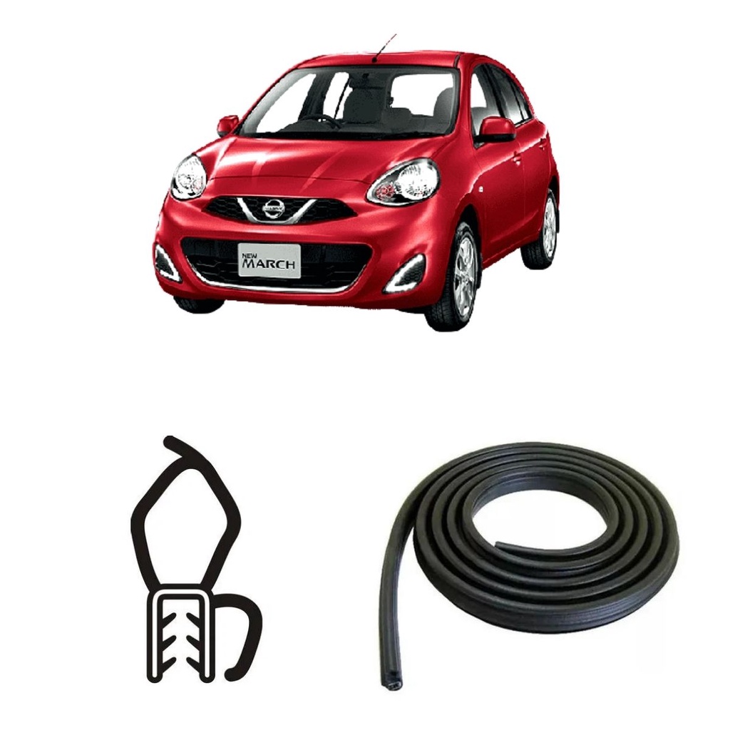 BORRACHA DO PORTA MALAS PRETA COM ABA NISSAN MARCH