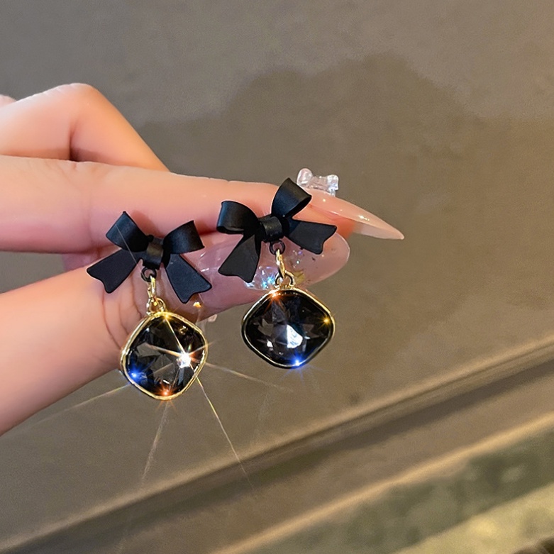 Brincos De zircão Elegante Laço Preto Moda Alta Qualidade Joias em Oferta na Shopee