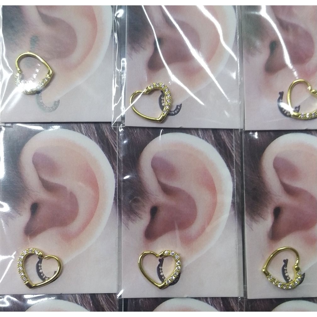 Piercing Coração Cravejado Zirconia lado Esquerdo/Direito