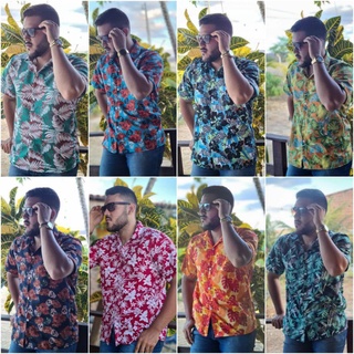 3 Camisas Social Masculina Floral Estampada