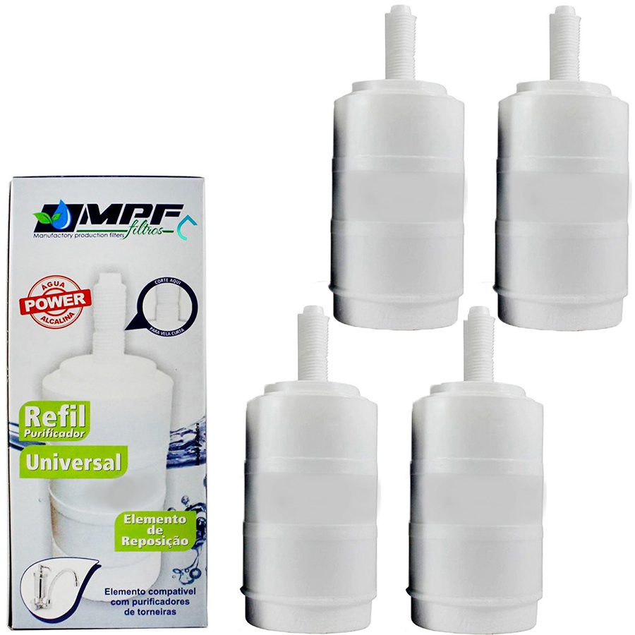 Kit 4x Velas Refil Filtros para Torneiras Lorenzetti Acqua Bella Delta Imperatriz Herc Vitalle Ellen SAP