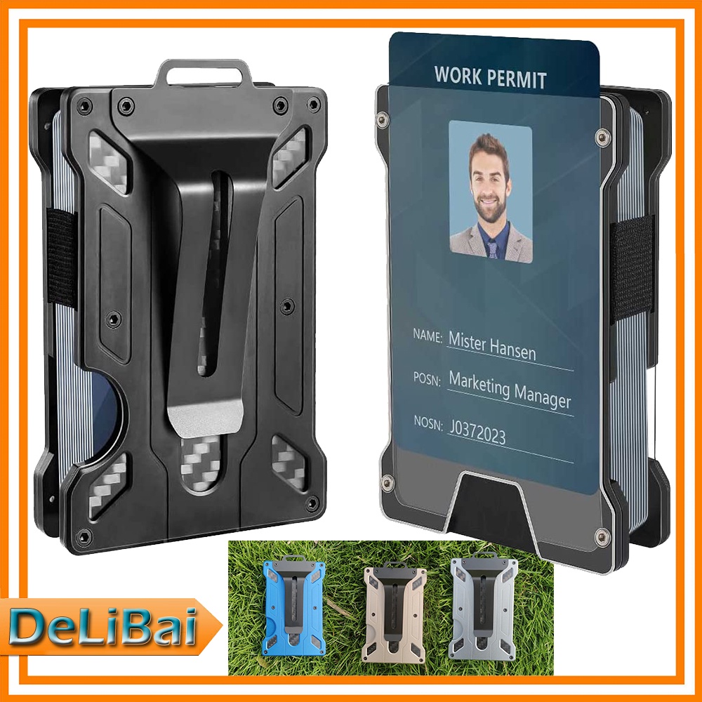 Carteira Para Os Homens-Fino De Alumínio Do Metal Grampo Dinheiro Com 1 Limpar Janela ID Titular Crachá , RFID Bloqueio , Suporta Até 15 Cartões De . Minimalista Ultrafina