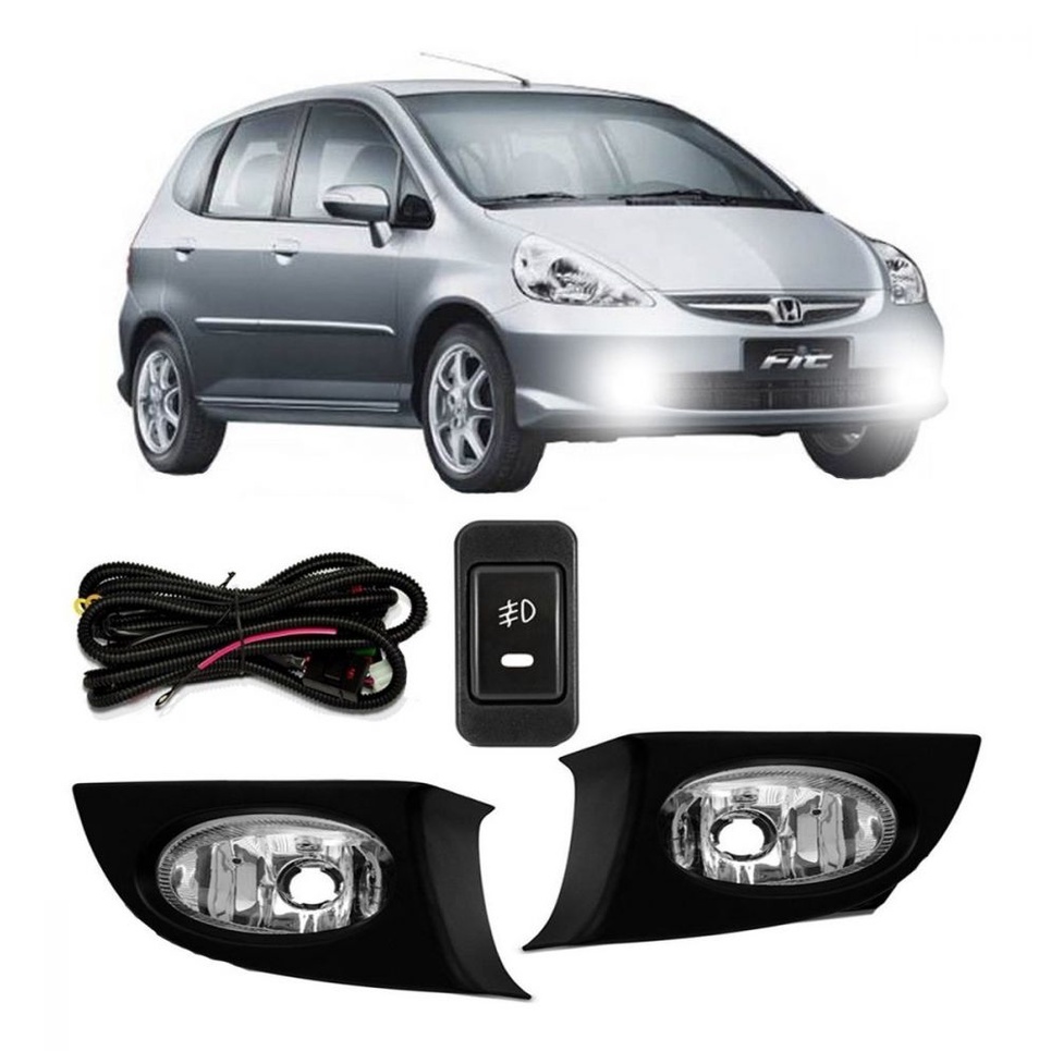 Kit farol auxiliar Milha Fit 2006 a 2008 Bmo shocklight