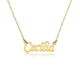 Colar De Nome Cecília Personalizado corrente feminino adulto menina folheado a ouro