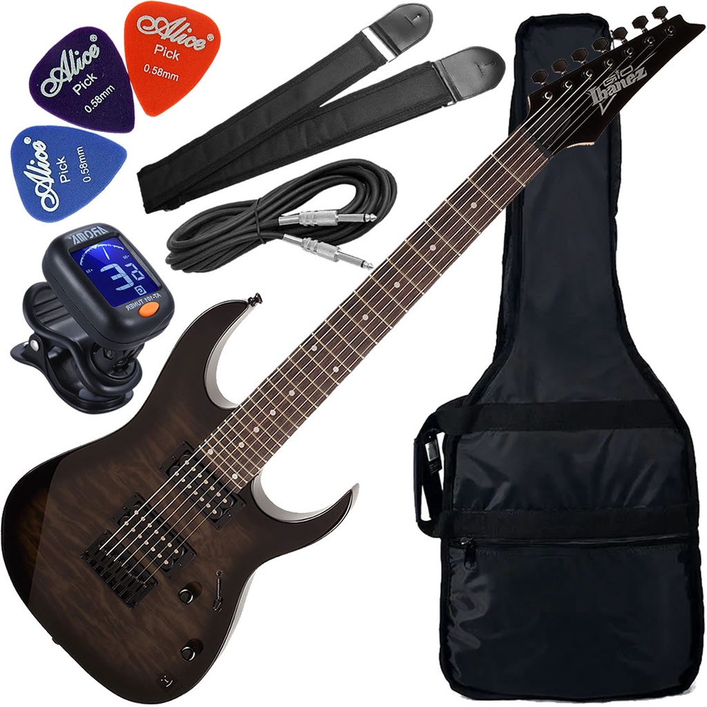 Kit Guitarra Ibanez GRG-7221 QA HH 7 Cordas Transparent Black Sunburst TKS Gx01