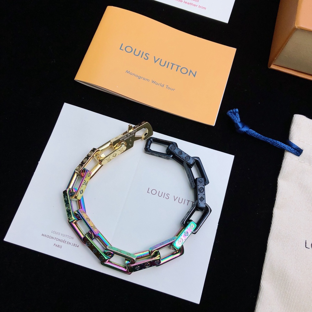 Louis Vuitton LV Último Monograma Pulseira Corrente Homens Mulheres Mesmo  Estilo Anel - Escorrega o Preço