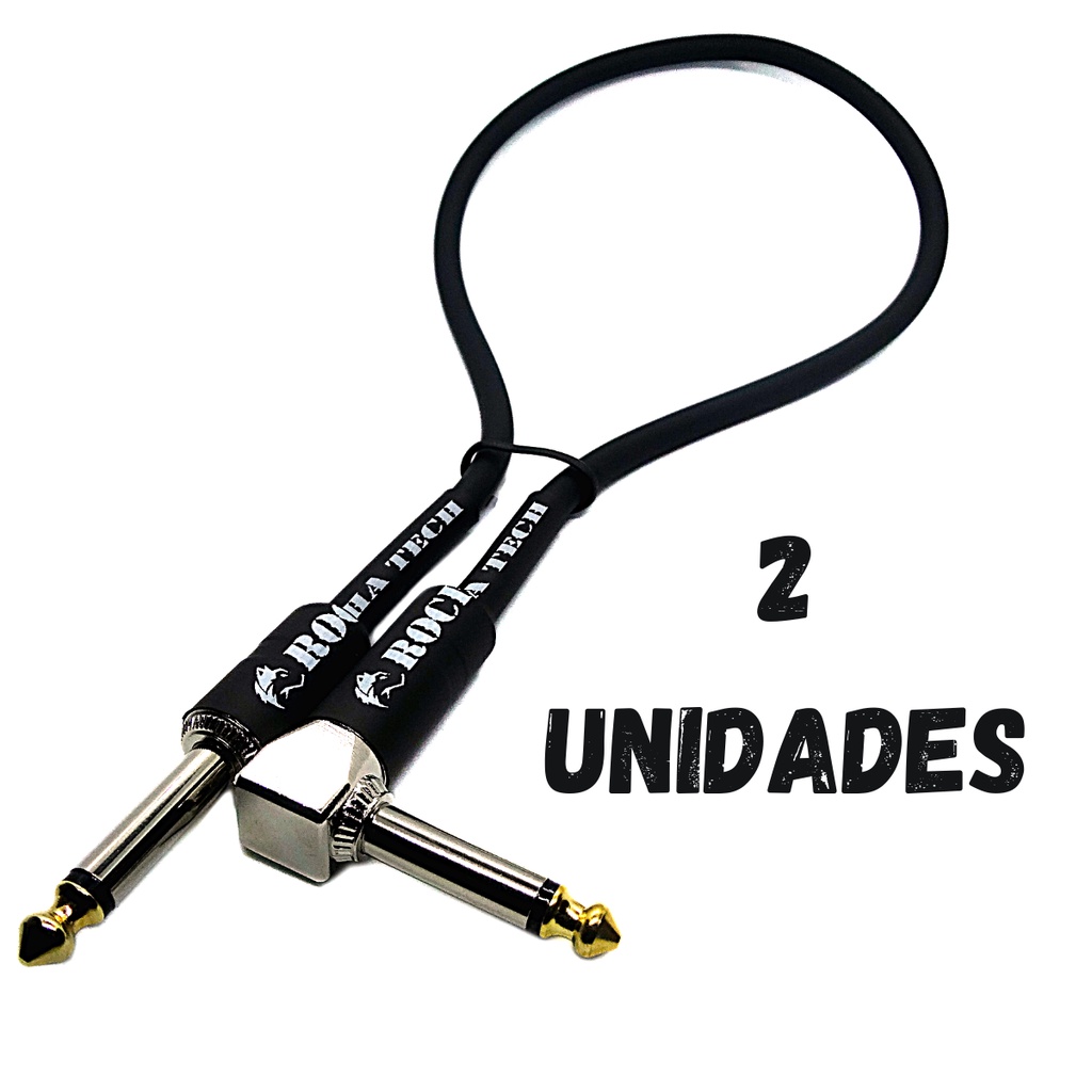 Kit 2 Cabos De Pedal Guitarra e contra baixo Plug P10 Reto + 90 Graus P500RLG